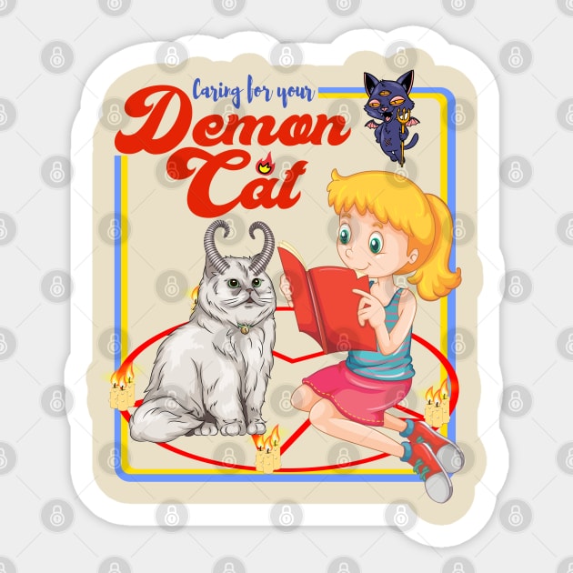 Caring for Your Demon Cat Sticker by copacoba